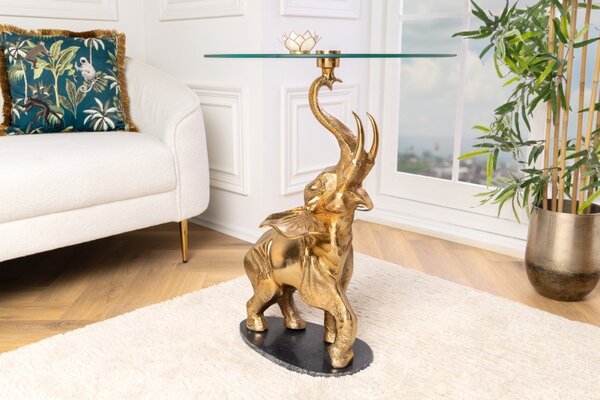 Odkládací stolek WILDLIFE ELEPHANT II 75 CM zlatý / mramor Nábytek | Doplňkový nábytek | Odkládací stolky
