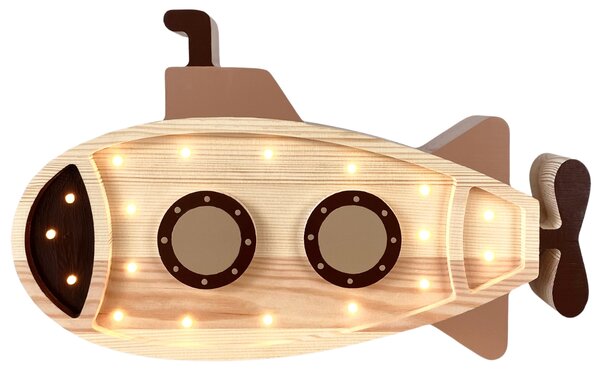 Peekaboo Barevná borovicová dětská LED lampa Ponorka II. 40 cm