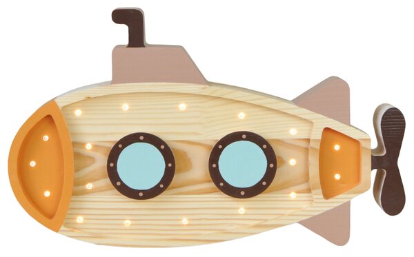 Peekaboo Barevná borovicová dětská LED lampa Ponorka 40 cm