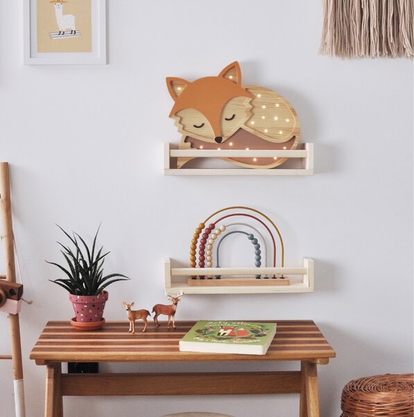 Peekaboo Oranžová dřevěná dětská LED lampa Liška 36 cm