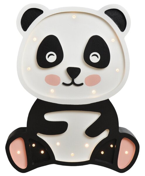 Peekaboo Černo-bílá borovicová dětská LED lampa Panda 36 cm