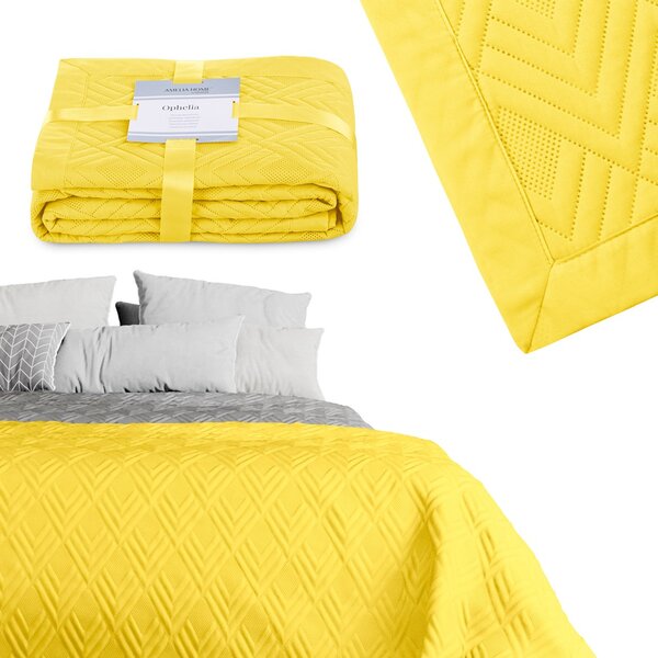 FLHF Přehoz na postel Ophelia hořčicová žlutá Rozměr: 220 x 240 cm