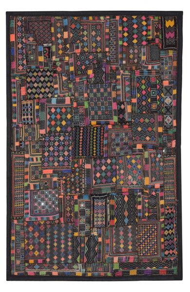 Unikátní tapiserie z Rajastanu, barevná, ruční vyšívání, 140x91cm (2B)