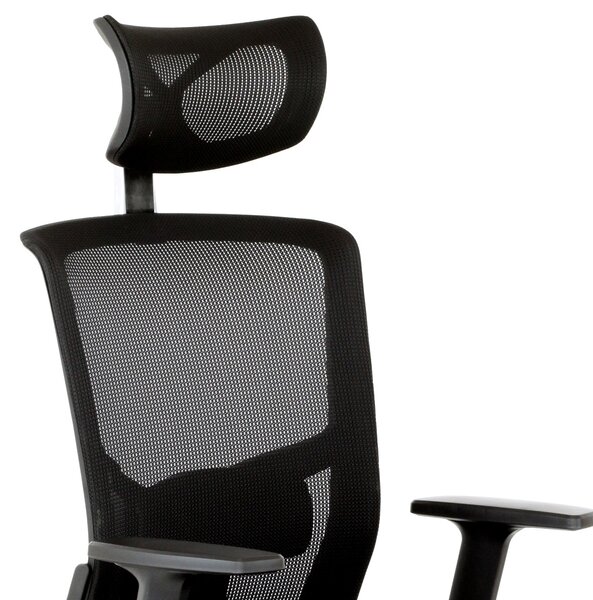 Kancelářská židle s podhlavníkem MANOLITO, látka mesh černá, houpací mechanismus