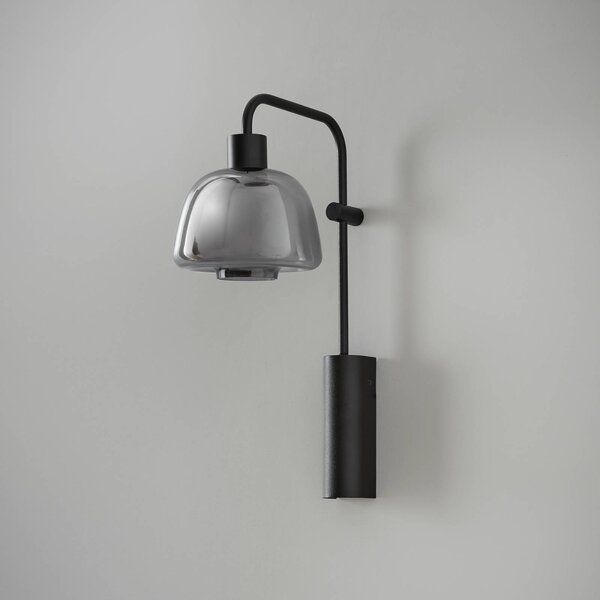 Bover LED nástěnné světlo Drep A/04 kouřově šedé sklo, černá 2 700 K, Černá, Obývací pokoj / jídelna, Hliník, Design