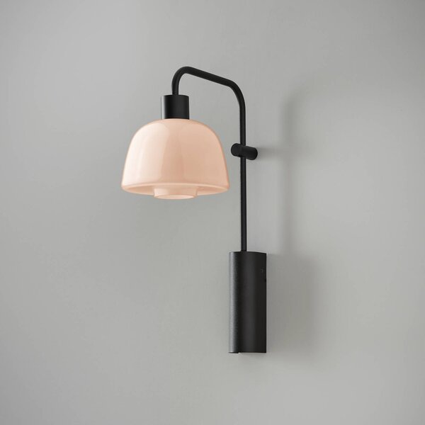 Bover LED nástěnné světlo Drep A/04, nude, sklo, černá, 2 700 K, Černá, Obývací pokoj / jídelna, Hliník, Design