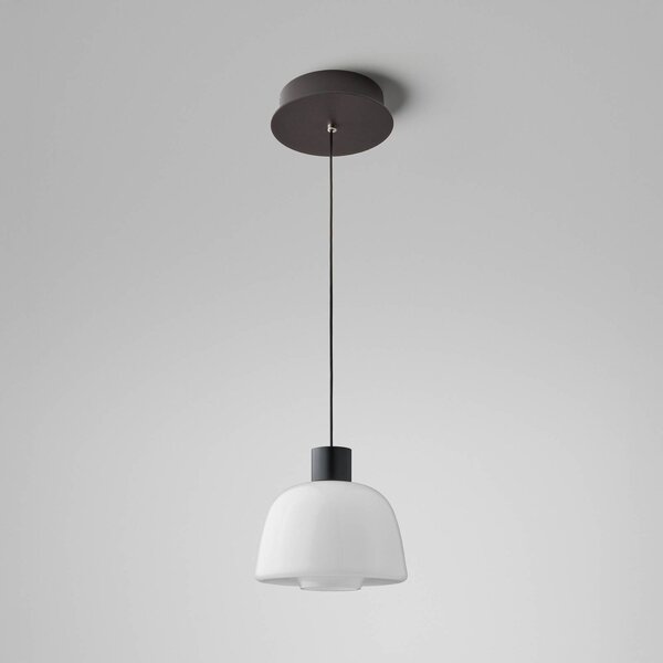 Bover Závěsné světlo LED Drep S/01, opálově bílé, sklo, 2 700 K, Bílá / opál, Obývací pokoj / jídelna, Sklo, Design