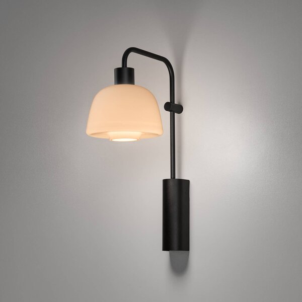 Bover LED nástěnné světlo Drep A/04, nude, sklo, černá, 2 700 K, Černá, Obývací pokoj / jídelna, Hliník, Design