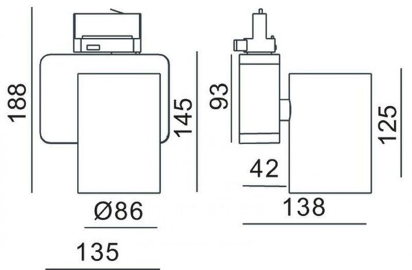 Deko-Light kolejnicový systém 3-fázový 230V Nihal 220-240V AC/50-60Hz 33,00 W 3000 K stříbrná 135 mm 707056