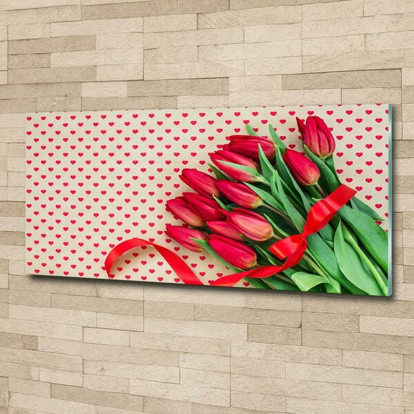 Foto obraz sklo tvrzené Tulipány srdce osh-104956051