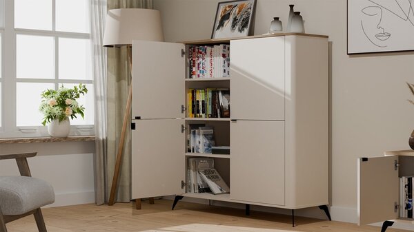 TP Living Komoda CORDOBA 4D kašmír/dub Castello
