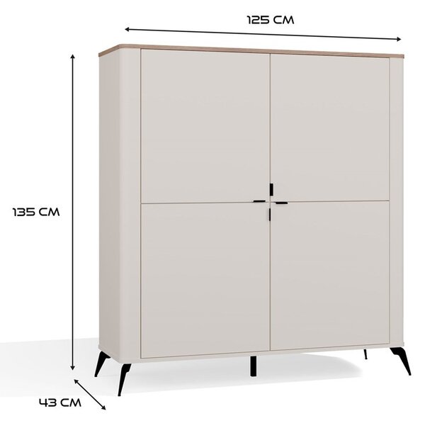 TP Living Komoda CORDOBA 4D kašmír/dub Castello