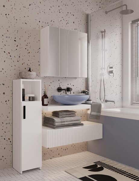 TP Living Závěsná koupelnová skříňka se zrcadlem POLA 3L bílá