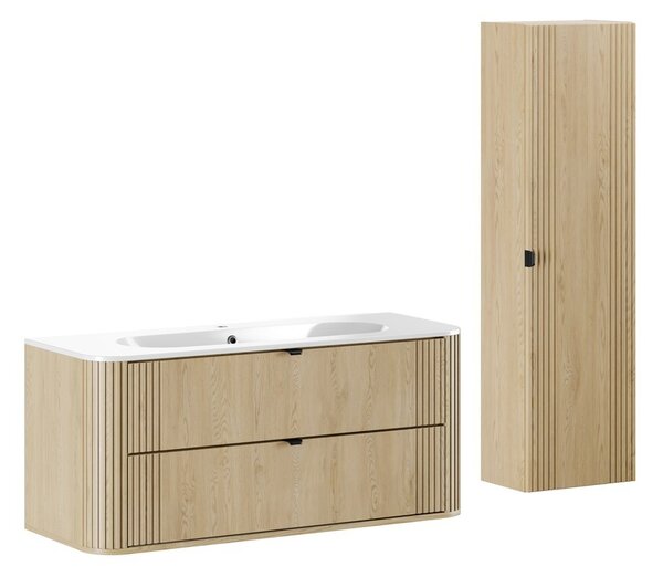 Comad Koupelnová sestava Ovalia Pure se zápustným umyvadlem a skříňkami 120 cm dub cremona