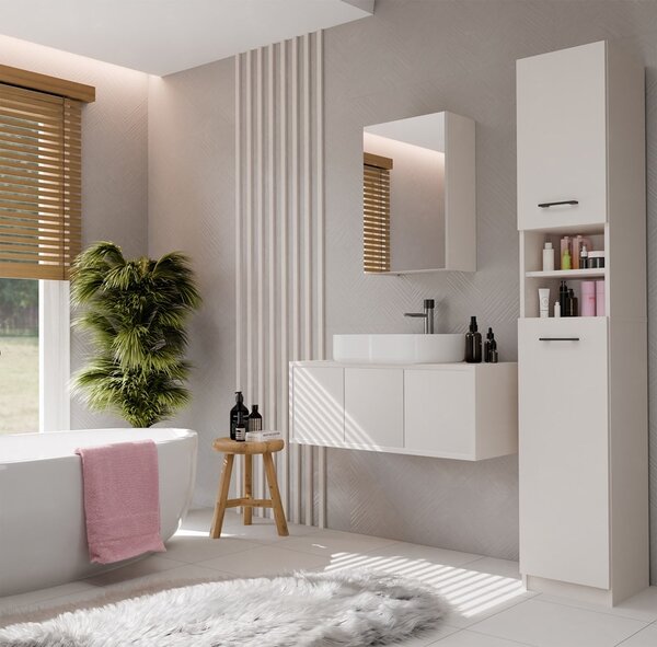 TP Living Závěsná koupelnová skříňka se zrcadlem POLA 1DL kašmírová