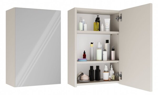 TP Living Závěsná koupelnová skříňka se zrcadlem POLA 1DL kašmírová