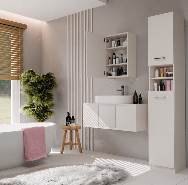 TP Living Závěsná koupelnová skříňka se zrcadlem POLA 1DL kašmírová