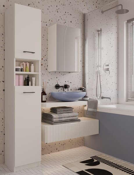 TP Living Závěsná koupelnová skříňka se zrcadlem POLA 1DL kašmírová
