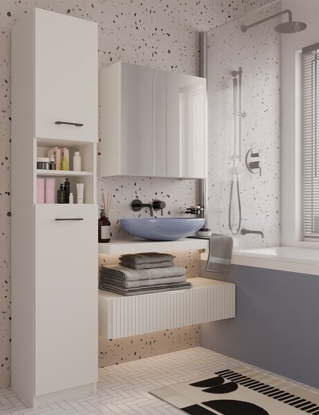 TP Living Závěsná koupelnová skříňka se zrcadlem POLA 2DL kašmírová