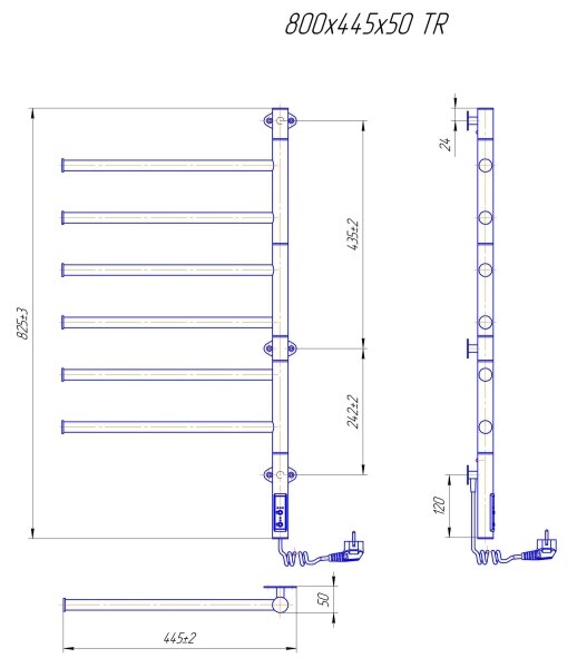 Elektr. otočný sušák na ručníky VEER 80W/230V 82,5x44,5 cm nerez/černá