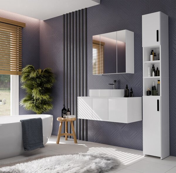TP Living Závěsná koupelnová skříňka se zrcadlem POLA 3L bílá