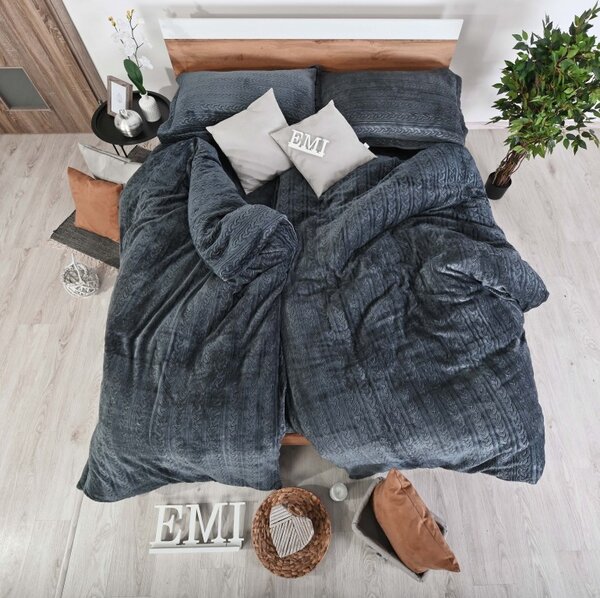 Povlečení z mikroplyše Banu šedé EMI, Standardní set jednolůžko obsahuje 1x 140x200 + 1x 70x90