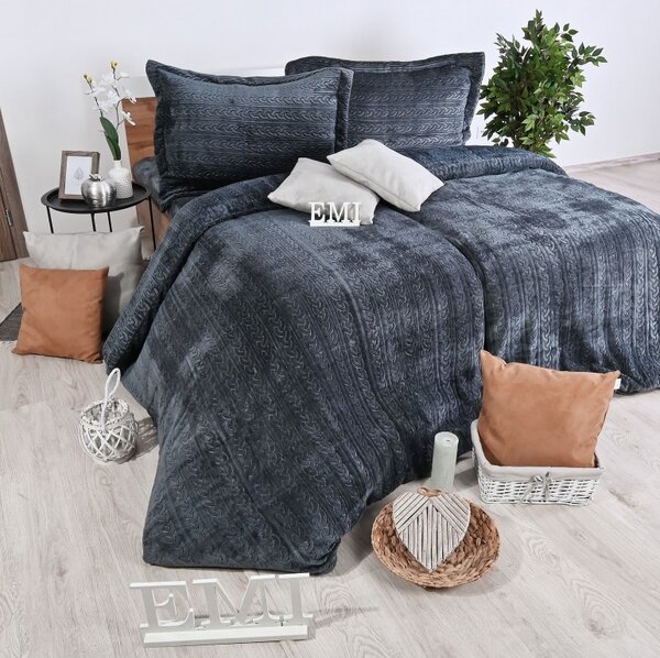 Povlečení z mikroplyše Banu šedé EMI, Standardní set jednolůžko obsahuje 1x 140x200 + 1x 70x90