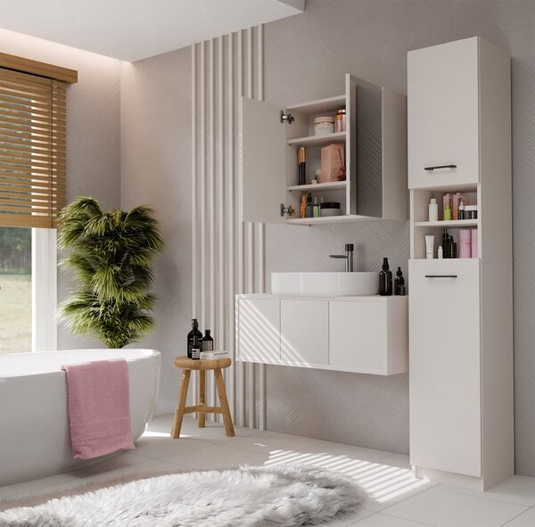 TP Living Závěsná koupelnová skříňka se zrcadlem POLA 2DL kašmírová