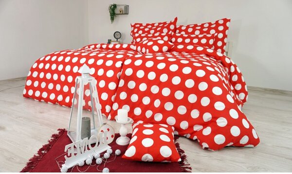 Povlečení bavlněné Dots červené EMI, Standardní set jednolůžko obsahuje 1x 140x200 + 1x 70x90