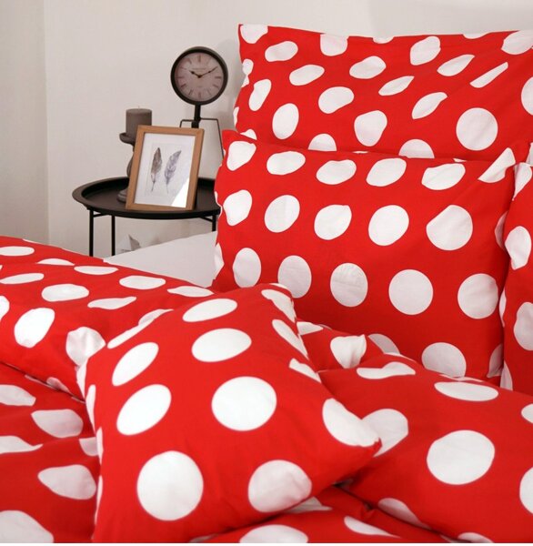 Povlečení bavlněné Dots červené EMI, Standardní set jednolůžko obsahuje 1x 140x200 + 1x 70x90