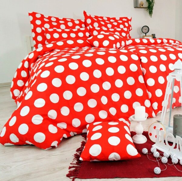 Povlečení bavlněné Dots červené EMI, Standardní set jednolůžko obsahuje 1x 140x200 + 1x 70x90