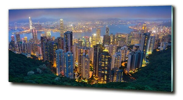 Moderní skleněný obraz z fotografie Noční Hongkong osh-106686696