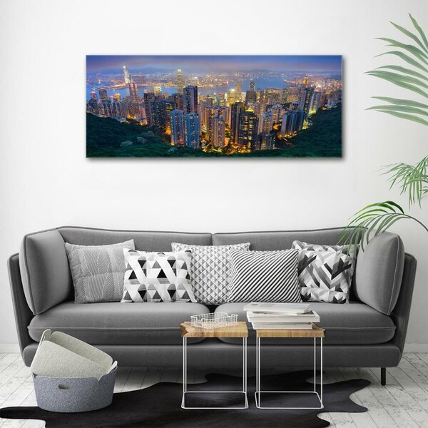 Moderní skleněný obraz z fotografie Noční Hongkong osh-106686696