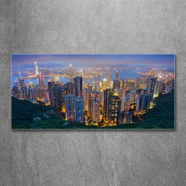 Moderní skleněný obraz z fotografie Noční Hongkong osh-106686696