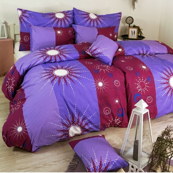 Povlečení bavlněné Tilia fialové EMI, Standardní set jednolůžko obsahuje 1x 140x200 + 1x 70x90