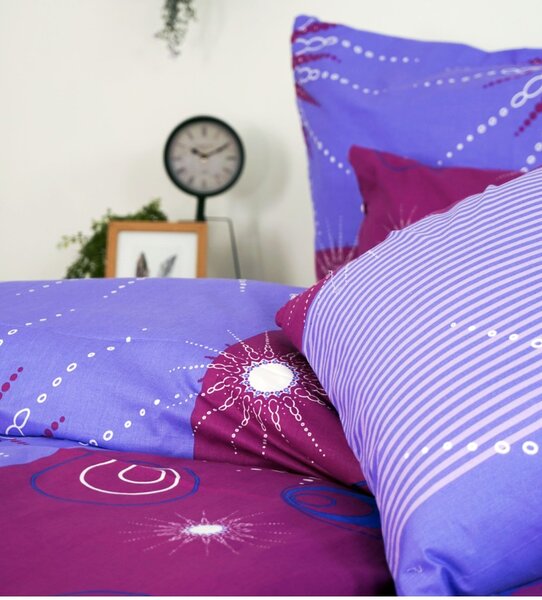 Povlečení bavlněné Tilia fialové EMI, Standardní set jednolůžko obsahuje 1x 140x200 + 1x 70x90