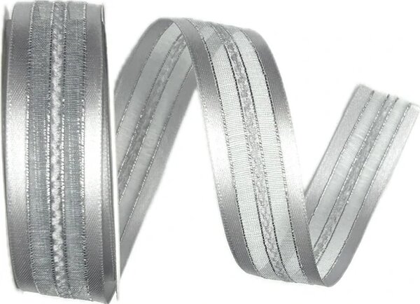 Stuha SILVER LINE stříbrná 25mm x 3m (8,-Kč/m)
