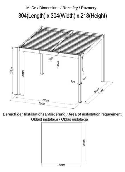 ZAHRADNÍ KOMBO bioklimatická pergola s lamelami BestBerg BBP-9G + Zahradní jídelní set 4+1 BestBerg BBGF-62BK