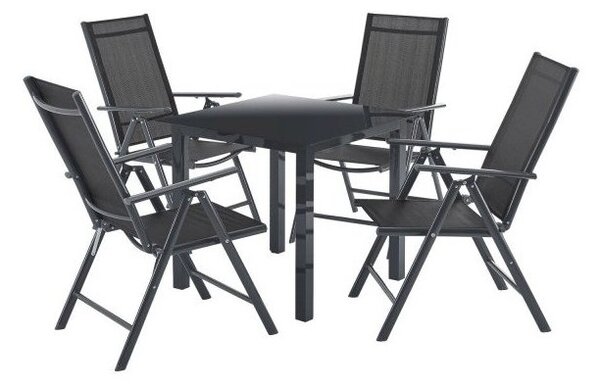 ZAHRADNÍ KOMBO bioklimatická pergola s lamelami BestBerg BBP-9G + Zahradní jídelní set 4+1 BestBerg BBGF-62BK