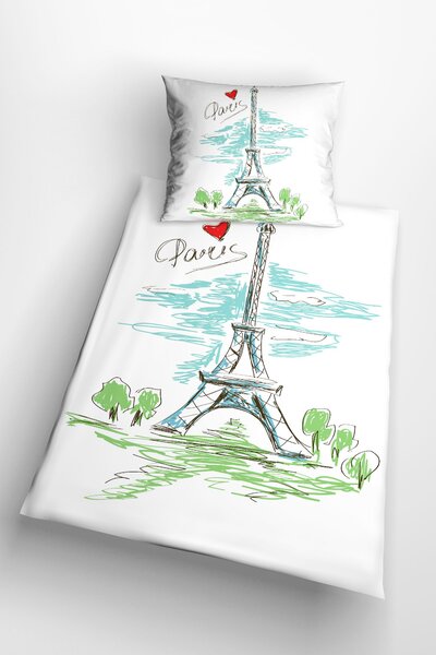 Povlečení s kresleným motivem Paříže Paris 140x200 cm