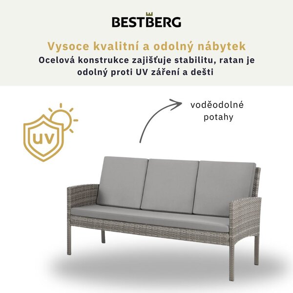 6dílná sada zahradního ratanového nábytku BestBerg Denver BBRF-1029G / šedá