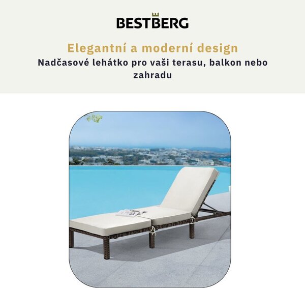 Polohovatelné ratanové lehátko BestBerg BBRF-1140BR / hnědá/krémová