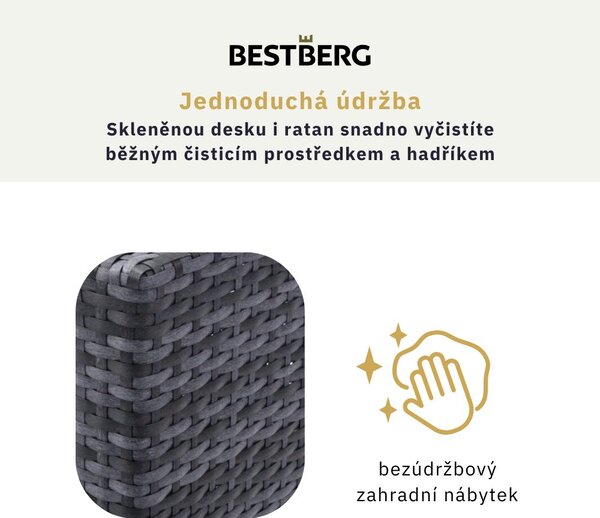 6dílná sada zahradního ratanového nábytku BestBerg BBRF-1090G / šedá