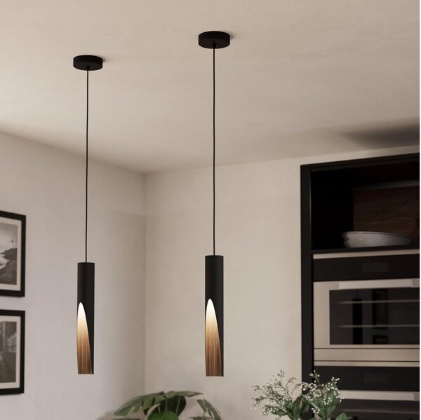 Eglo 901732 - LED Lustr na lanku BARBOTTO 1xGU10/4,5W/230V 3000K černá/hnědá