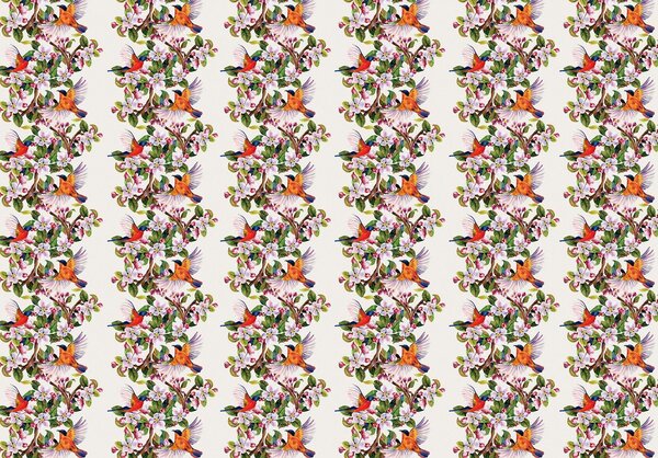 Fototapeta - Ptáci a květy (152,5x104 cm)