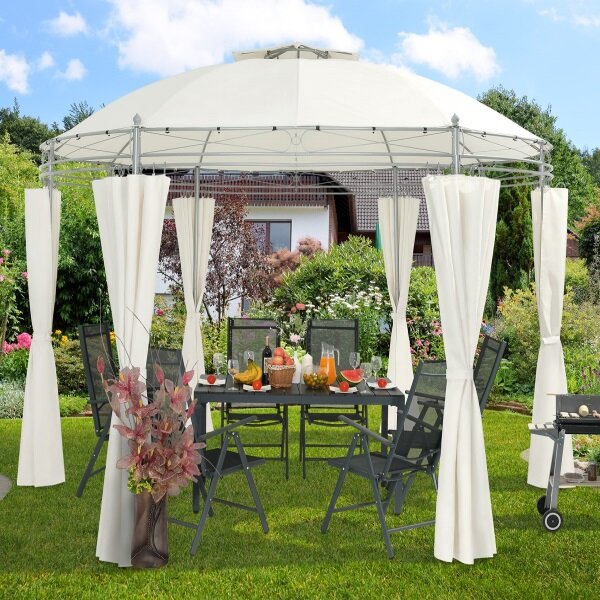 Zahradní altán pavilon DEU TOSCANA průměr 350cm béžová