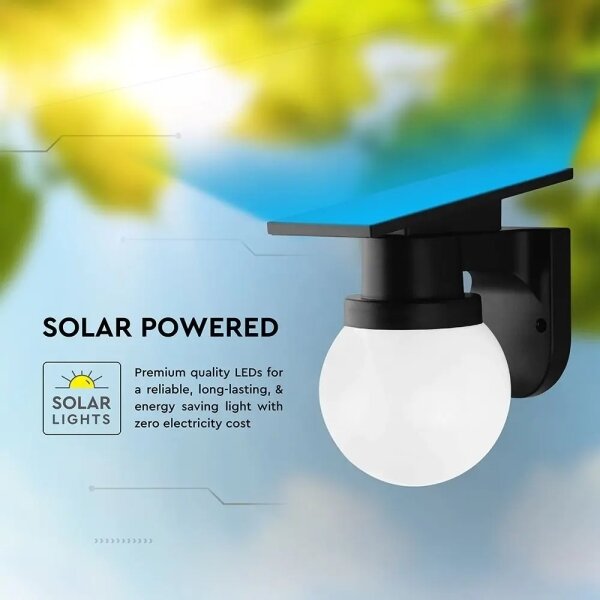 LED Solární nástěnná lampa LED/3,7V 3000/4000/6400K IP54 1800 mAh černá + DO