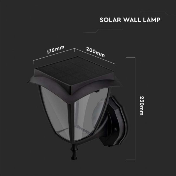 LED Solární nástěnná lampa LED/2W/3,7V 3000/6000K IP65 2200 mAh černá