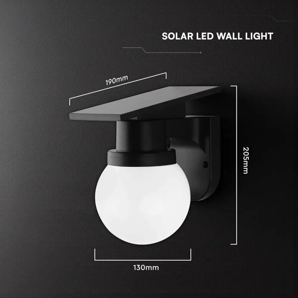 LED Solární nástěnná lampa LED/3,7V 3000/4000/6400K IP54 1800 mAh černá + DO
