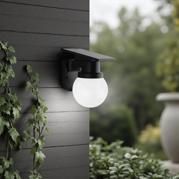 LED Solární nástěnná lampa LED/3,7V 3000/4000/6400K IP54 1800 mAh černá + DO